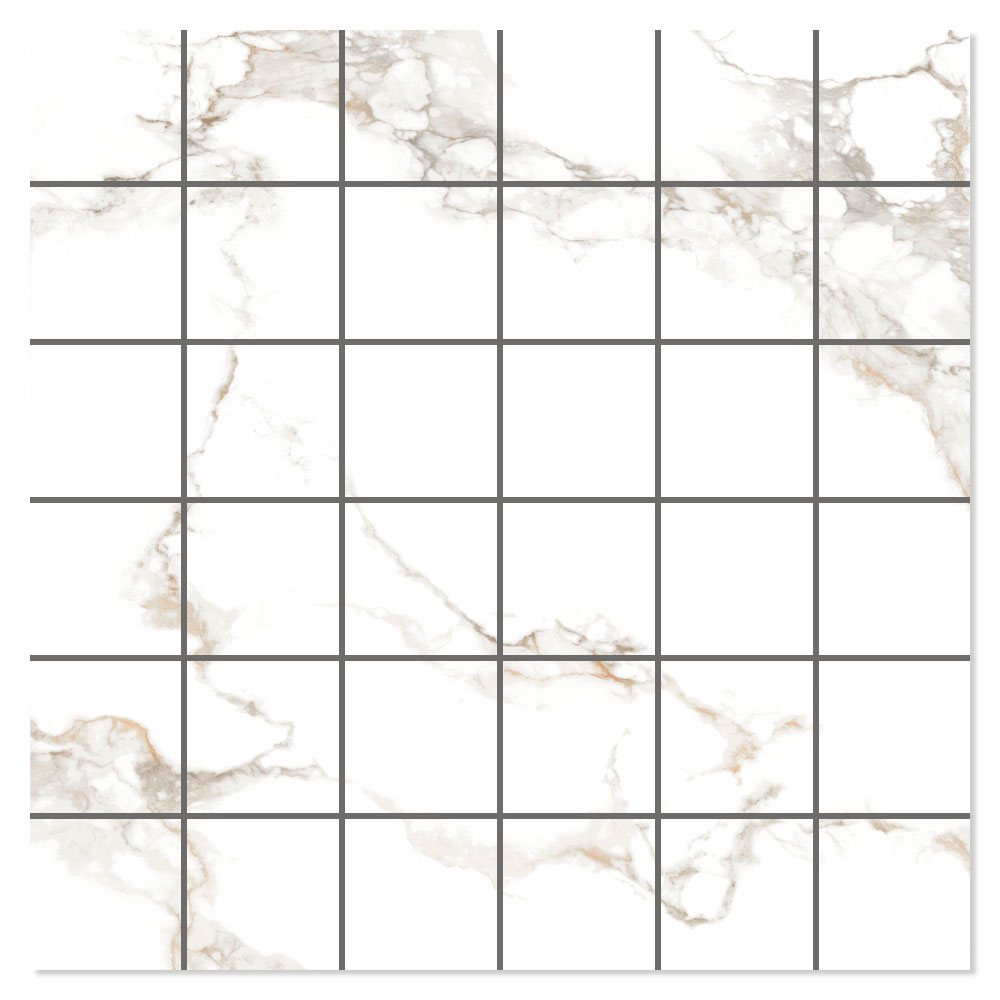 Mosaikkflis Luar Hvit Polert 30x30 (5x5) cm